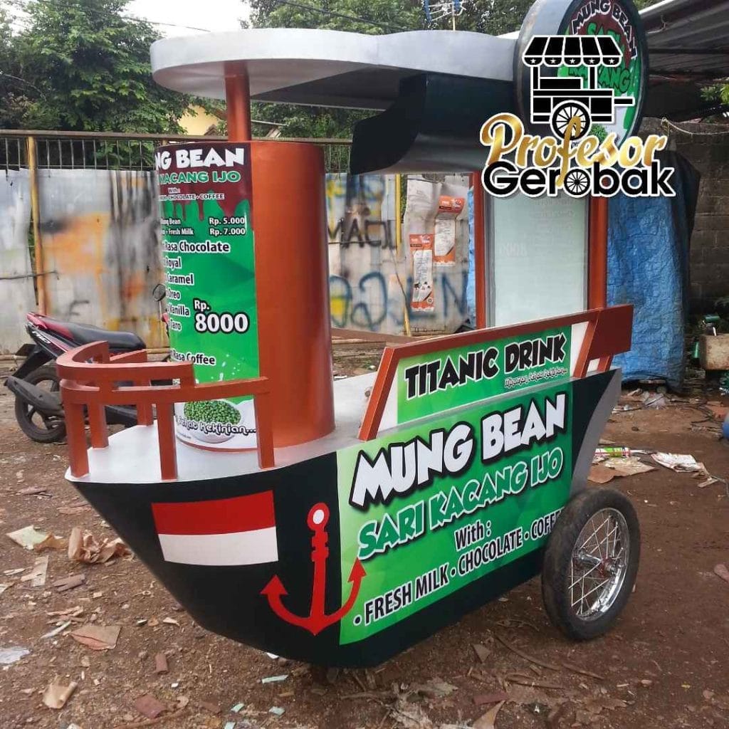 Gerobak Besi Jualan Outdoor Tahan Cuaca untuk Usaha