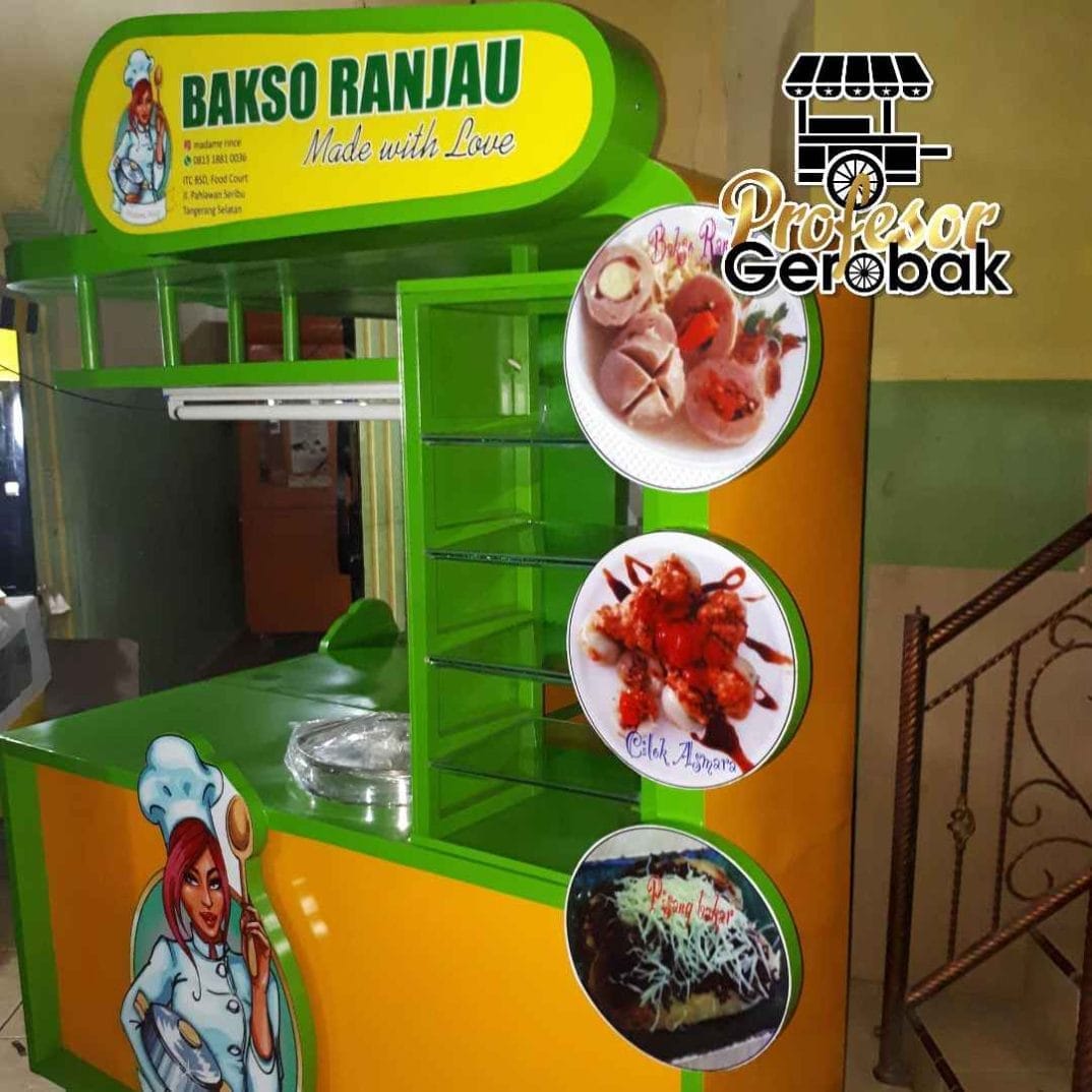 Gerobak Bakso Modern dengan Desain Elegan untuk usaha kecil